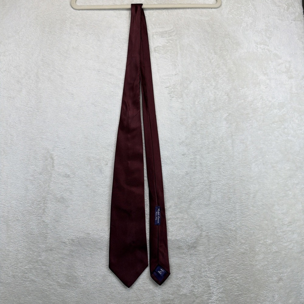 Ralph Lauren Purple Label Solid Burgundy Silk Satin Tie Men's Luxury Necktie